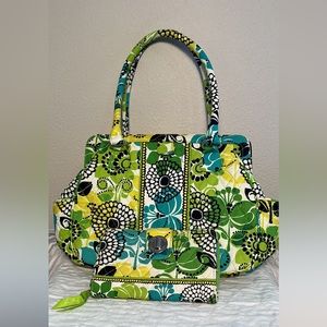 Vera Bradley “Lime up” frame bag/purse & Matching Wallet VTG/Retired